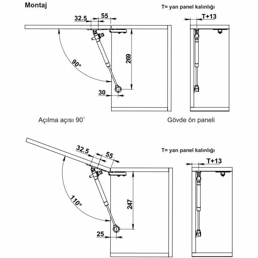 Hafele Notus Plus Gazlı Piston Frenli 80N