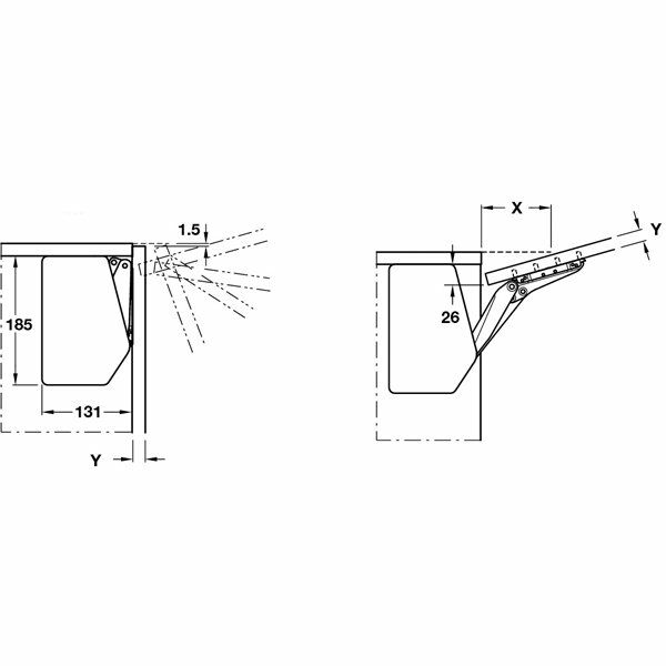 Hafele Free Flap 1.7 Makas Gövdesi E, Nikel Renk