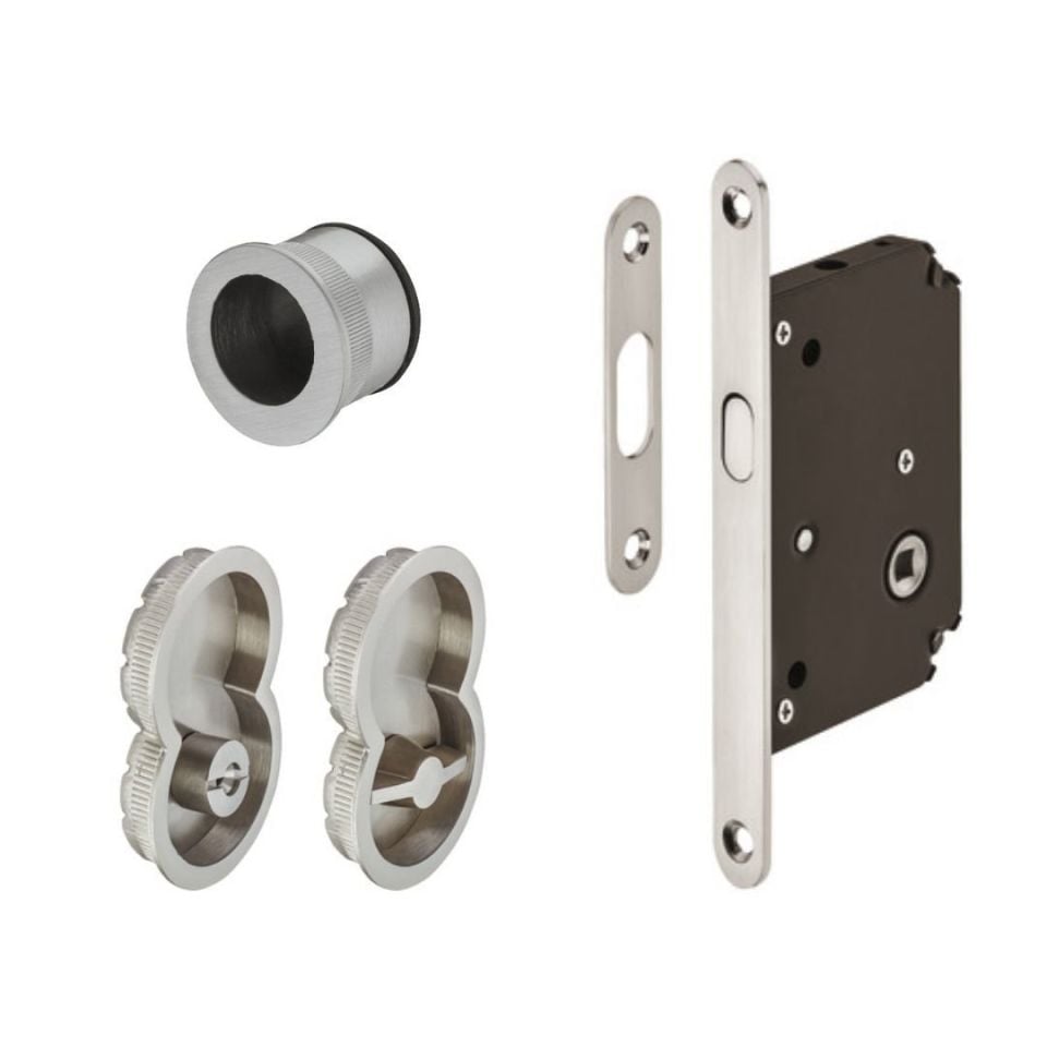 Hafele Otto Kayar Kapı Kilit Set Banyo Tipi (WC) Mat Nikel Renk
