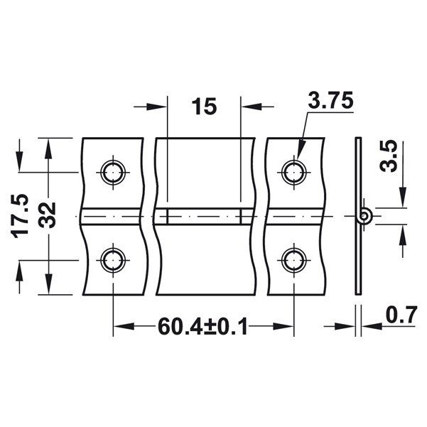 Hafele Boy menteşe p.çelik parlak 32x0,7x3500mm