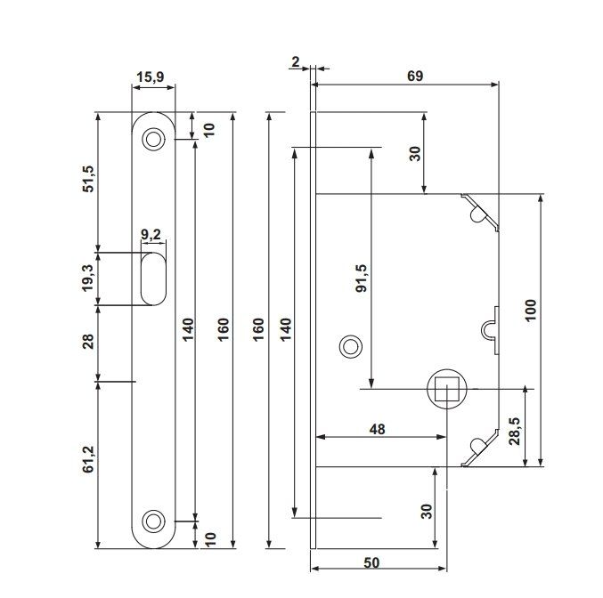 Hafele Kayar Kapı Kilidi Banyo Tipi (WC) Mat Nikel Renk