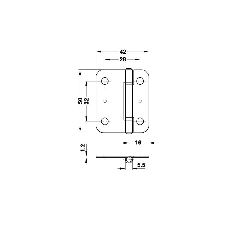 Hafele Yaprak Koby Menteşe Sabit Mil Galv. 42x50mm (10 Adet)