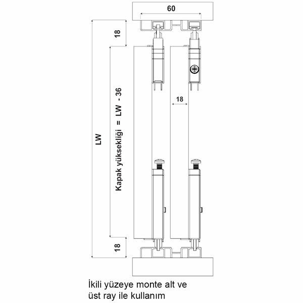 Hafele Kayar Kapak Sistemi Anta W60 1 Ahşap Kapak