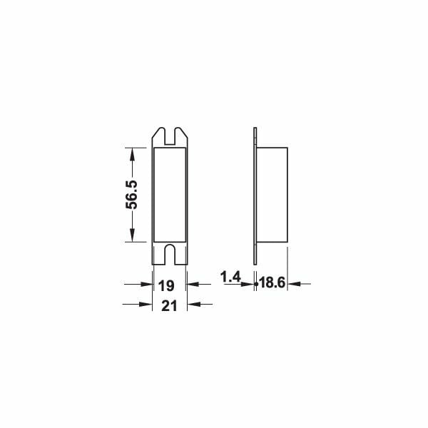 Hafele Gömme (Metal Dilli) Kilit H55.09 Barelli 55/20mm Paslanmaz Çelik Renk