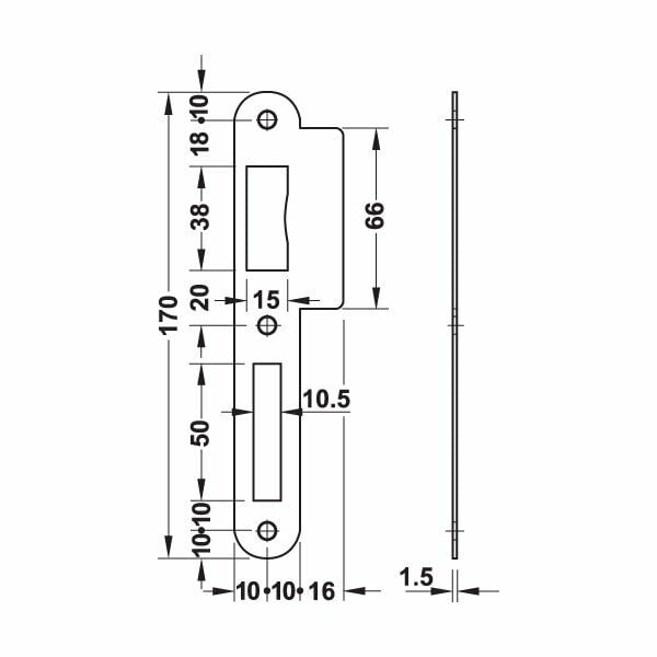 Hafele Gömme (Metal Dilli) Kilit H55.09 Barelli 55/20mm Paslanmaz Çelik Renk