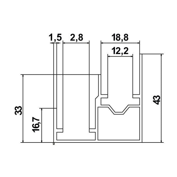 Hafele Prime 90 Alt Ray Alü. Eloksal 2m