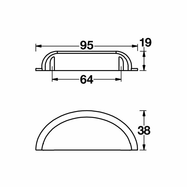 Hafele Kabuk Çekmece Kulpu Lamont 64mm Parlak Pirinç