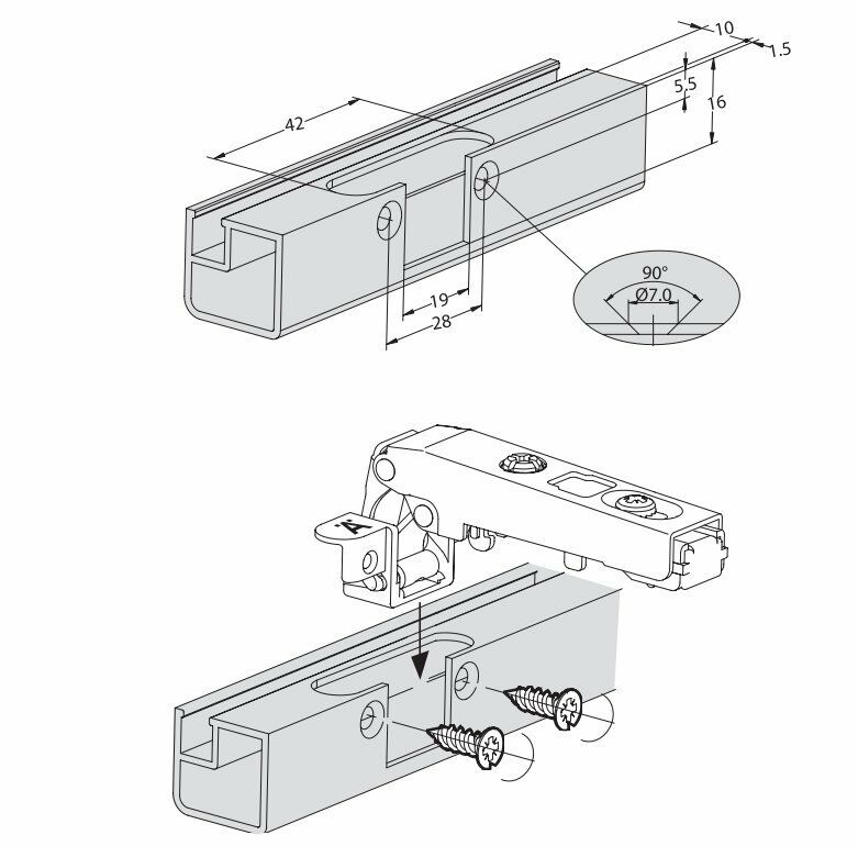 Hafele M.S. Alüminyum Kapak Menteşe Düz Vidalı