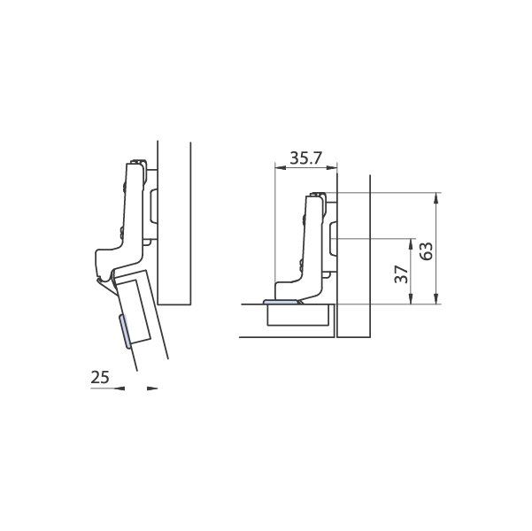 Hafele M.K. Tas menteşe Ydb 45/9,5 Dübelli,8mm