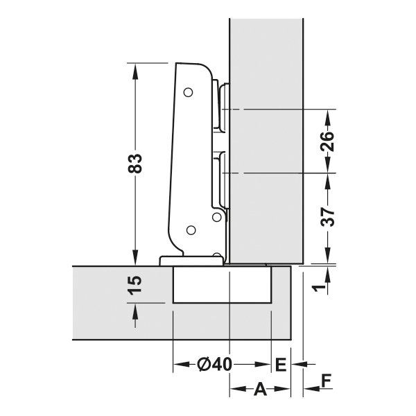 Hafele Sumo Geniş Kapak Menteşesi Düz 900mm