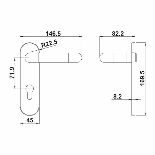 Hafele Escape Barelli Tipi Dış Müdahale Kolu, Siyah Renk