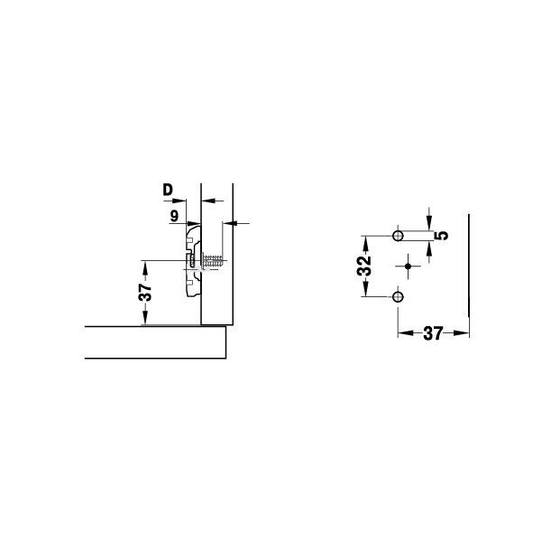Hafele M.S. H Taban Vidalı, 5mm / 0mm