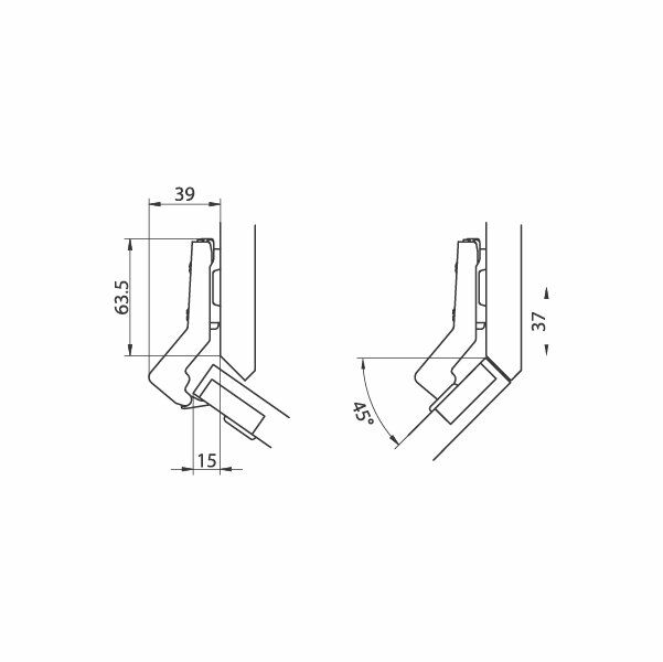 Hafele M.K. 45º Açılı Kapak Menteşesi Tdb 48/6