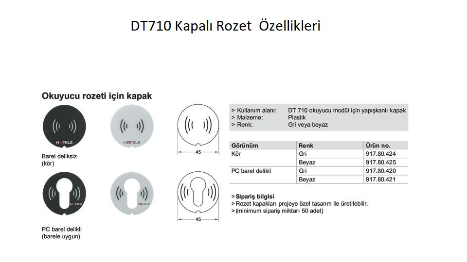 Hafele DT710 Kapalı Rozet, Gri