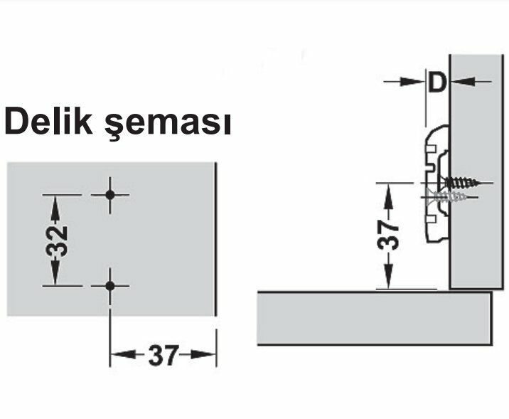 Hafele Metalla 110 H Taban 4 Delik Klipsli 2mm