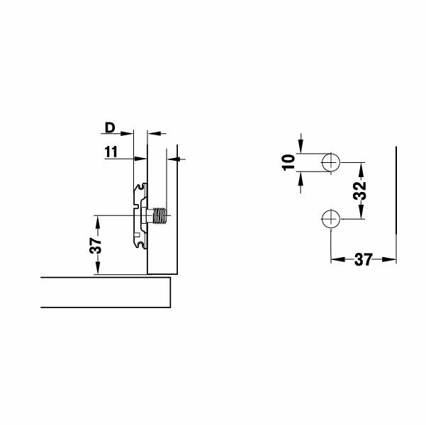Hafele M.S. H Taban Dübelli, 10mm / 3mm
