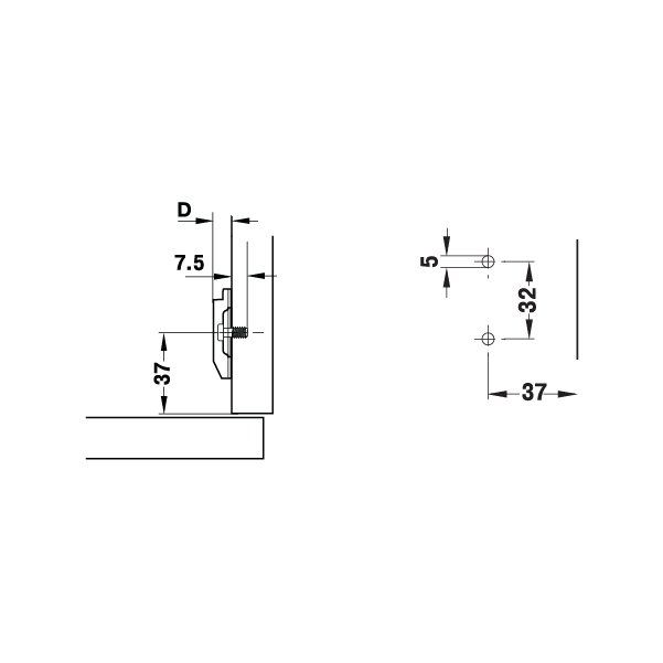 Hafele M.S. H Taban Dübelli, 5mm / 0mm