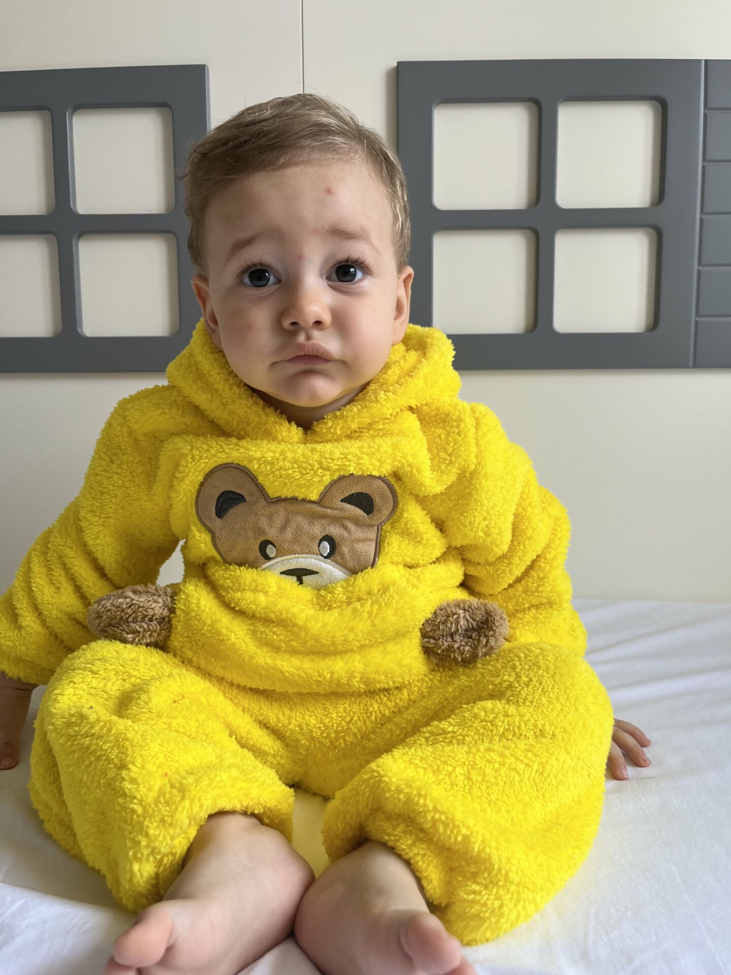 Kışlık Peluş Welsoft Cepli Kapüşonlu Bebek Takımı sarı - 5 YAŞ
