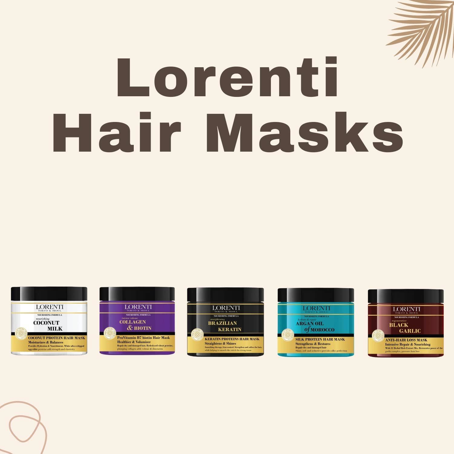 Lorenti Deep Conditioning Hair Mask 500 ml | For Dry, Damaged, Dense & Frizzed Hair | Contains Vitamin B7 & Proteins to Balance & Moisturize Hair |