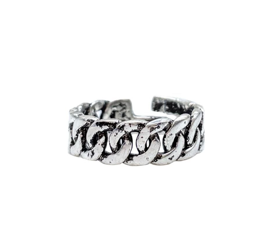 CURLED SILVER PLATED RING