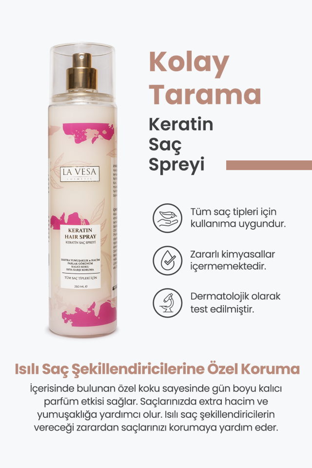 La Vesa 3 Lü Şampuan  +  3 Lü Saç Maskesi  + 3Lü Keratin Saç Spreyi