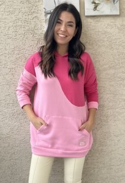 Pembe Bloklu Sweatshirt