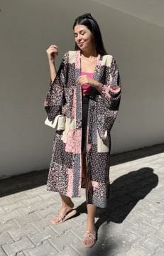 Patchwork Pembe Kimono