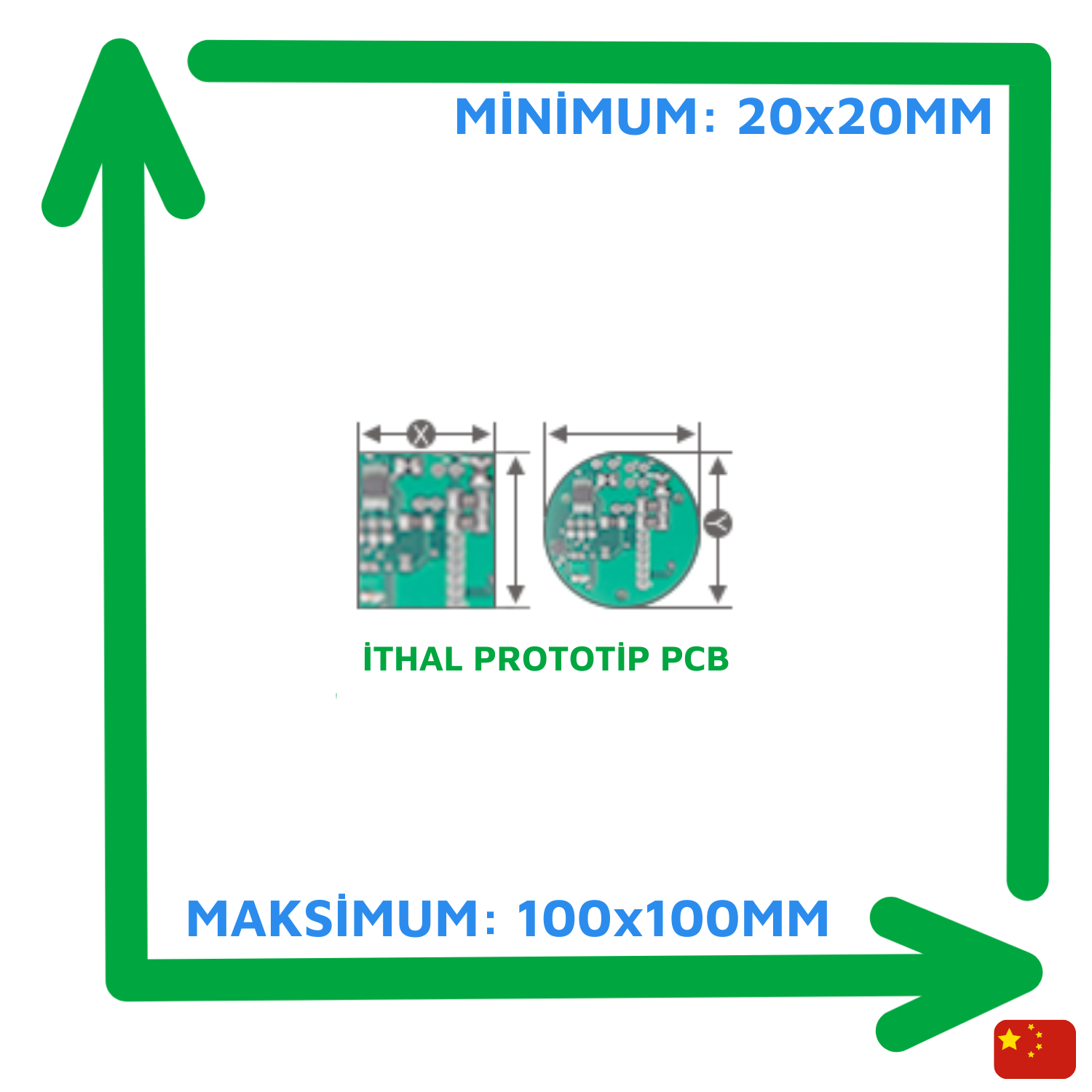10 Adet Çift Katman İthal Prototip PCB (100x100mm)