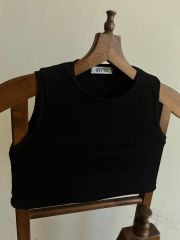 BASIC KADIN SİYAH CROP KAŞKORSE