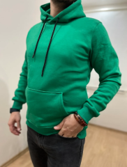 Üç İplik Sweatshirt Kapüşonlu Yeşil