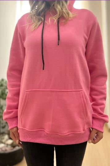 Üç İplik Sweatshirt Kapüşonlu Pembe