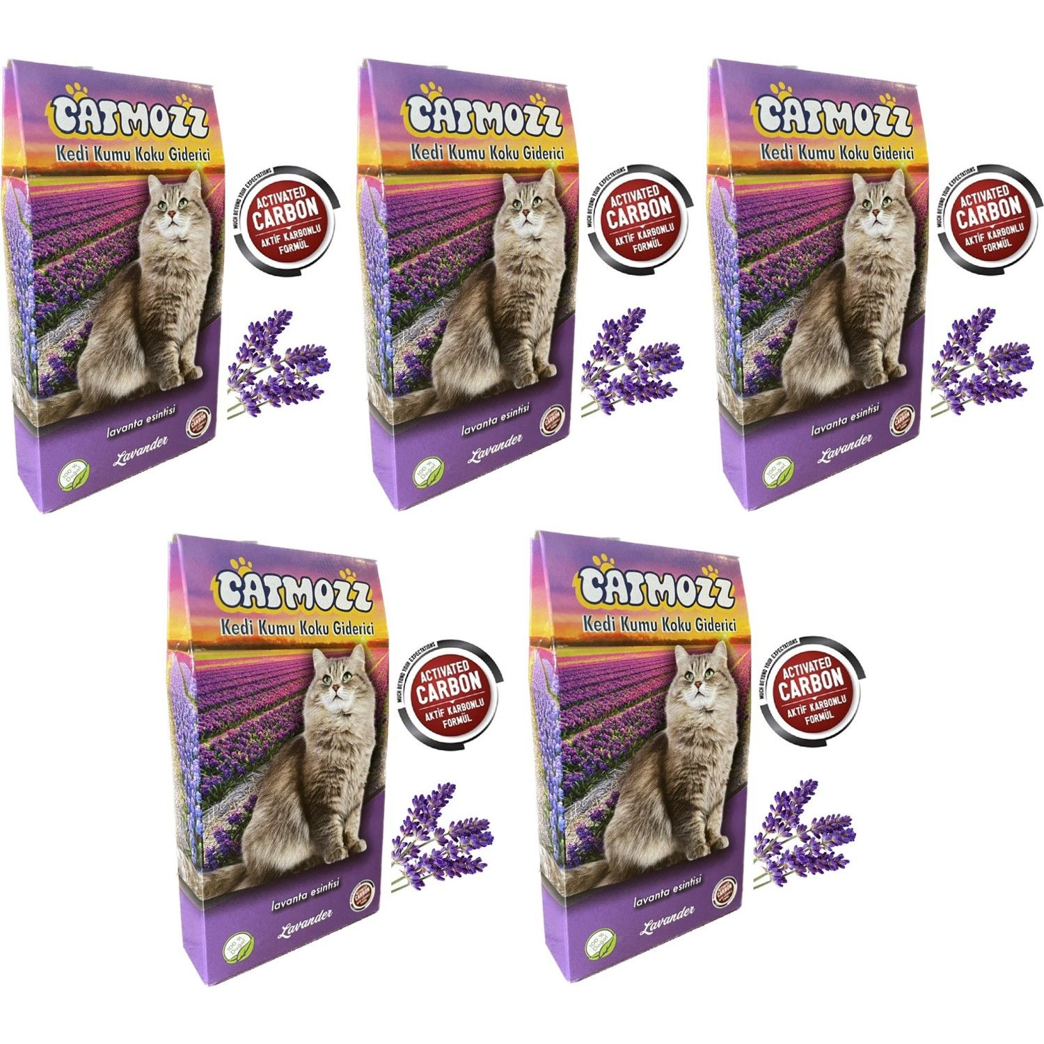 CatMozz Lavander Aktif Karbon Kedi Kumu Lavantalı Koku Giderici 30 Gr x 5 Adet