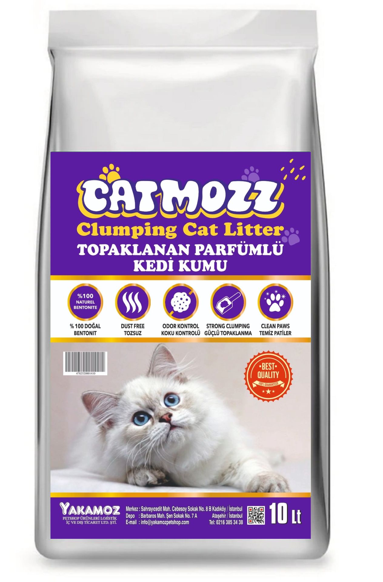 CatMozz Premium Topaklanan Özel Parfümlü Bentonit İnce Taneli Kedi Kumu 10 Lt