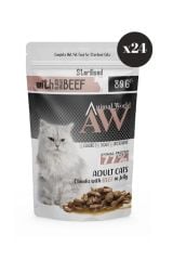 Animal World Jöle İçinde Parça Dana Etli Kısırlaştırılmış Kedi Konservesi 80 Gr x 24 Adet