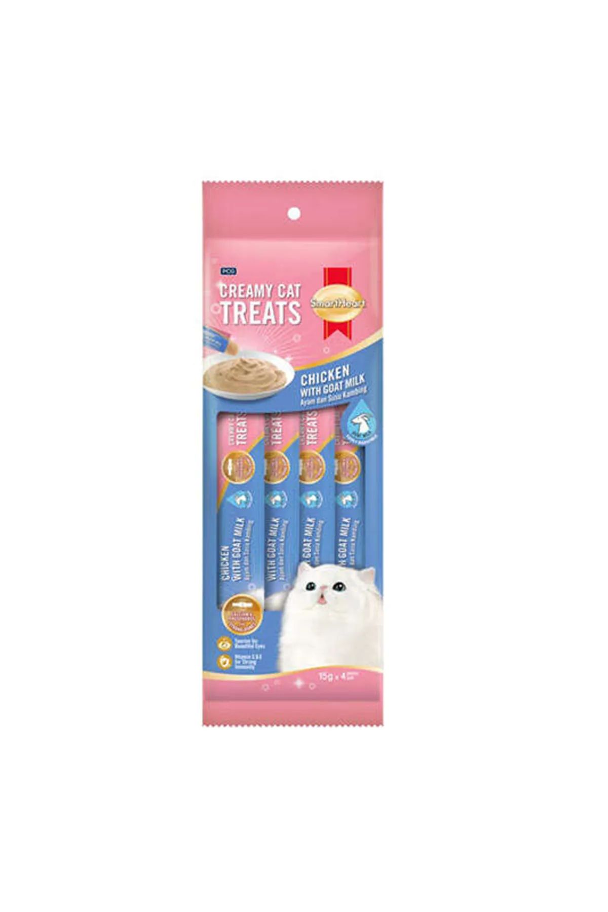 SMART HEART Tavuklu Keçi Sütlü Krema Kedi Ödülü 4x15 Gr