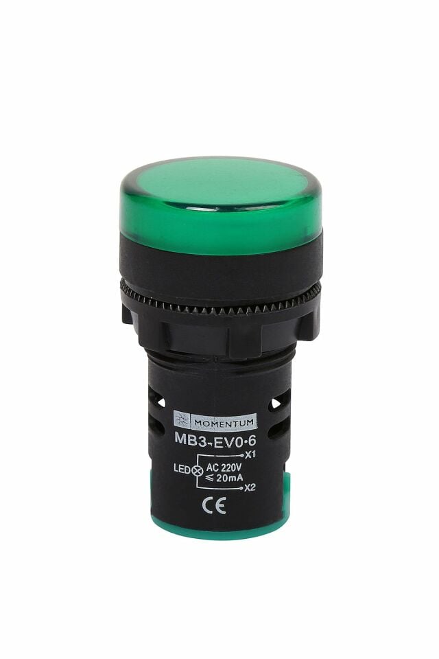 Momentum 22mm Led Sinyal Lambası 230VAC Yeşil MB3-EV936