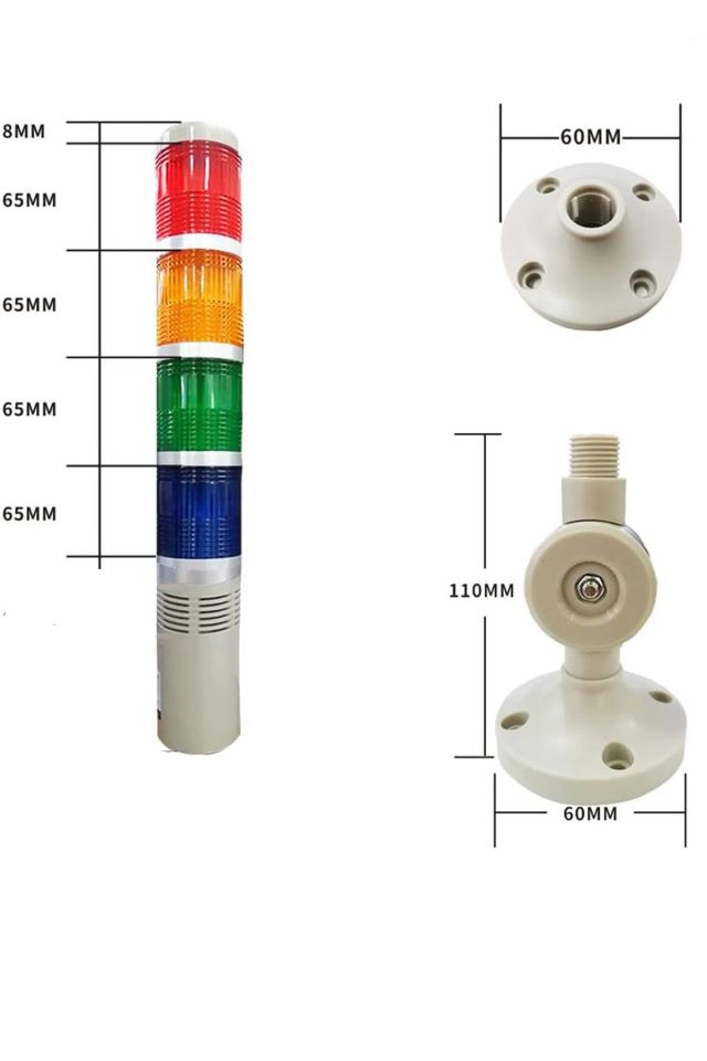 Momentum D50 Işıklı Kolon 230VAC Led Sabit Buzzer Kırmızı Yeşil Sarı Mavi MST-53154