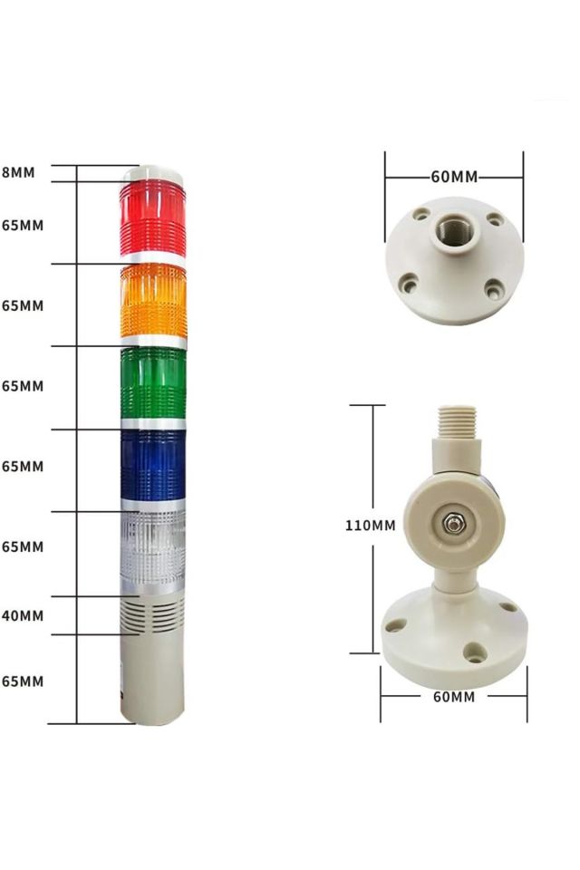 Momentum D50 Işıklı Kolon 230VAC Led Sabit Buzzer Kırmızı Yeşil Sarı Mavi Beyaz MST-53155