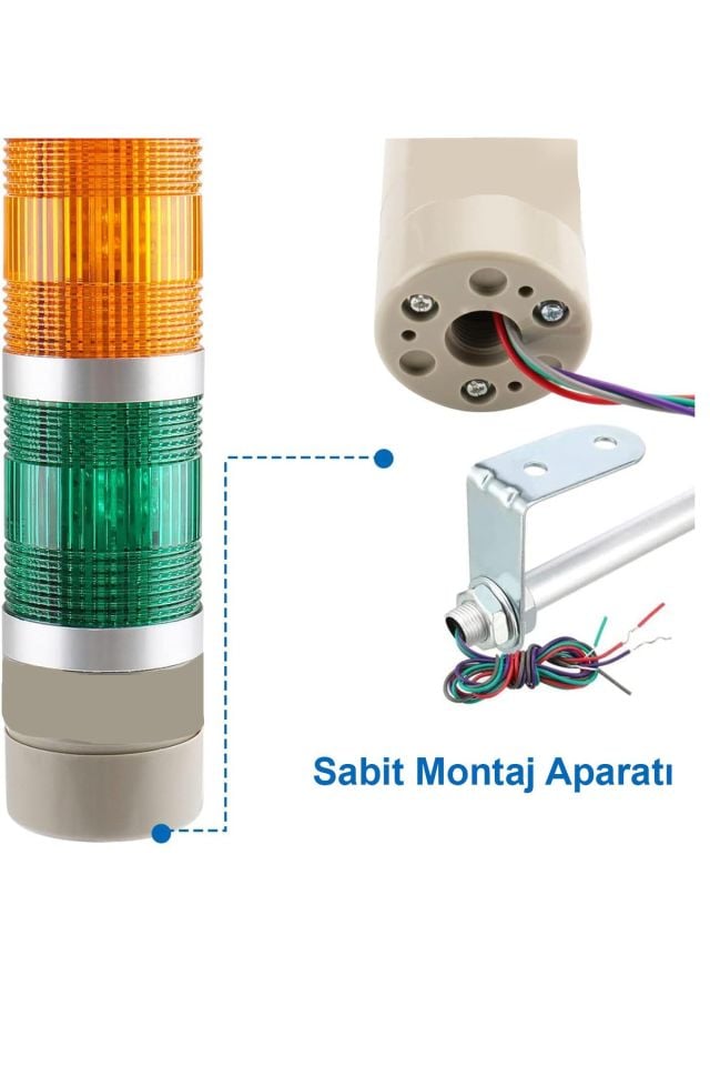 Momentum D50 Işıklı Kolon 24VDC Led Flaşör Buzzer Kırmızı Yeşil Sarı MST-54173