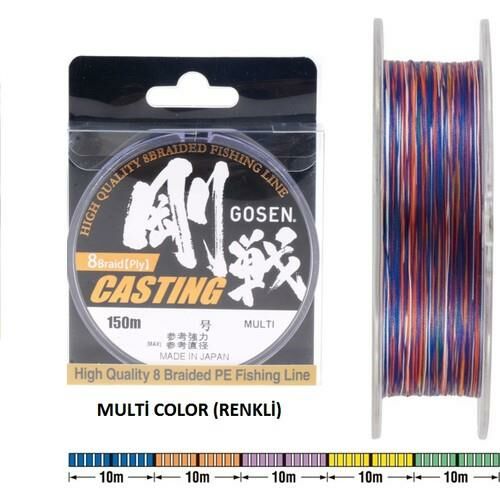 Gosen W8 Casting PE 8 Örgü Spin İp Misina 150mt Multi Color