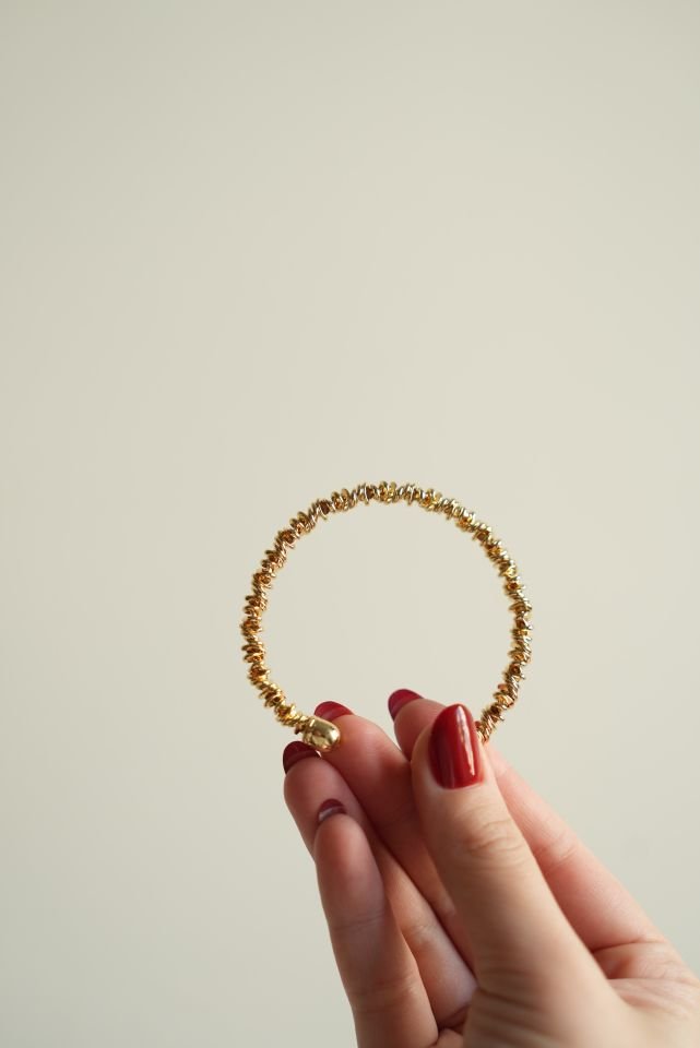 Çelik Gold Renk Sarmal Dorika Model Kadın Bileklik