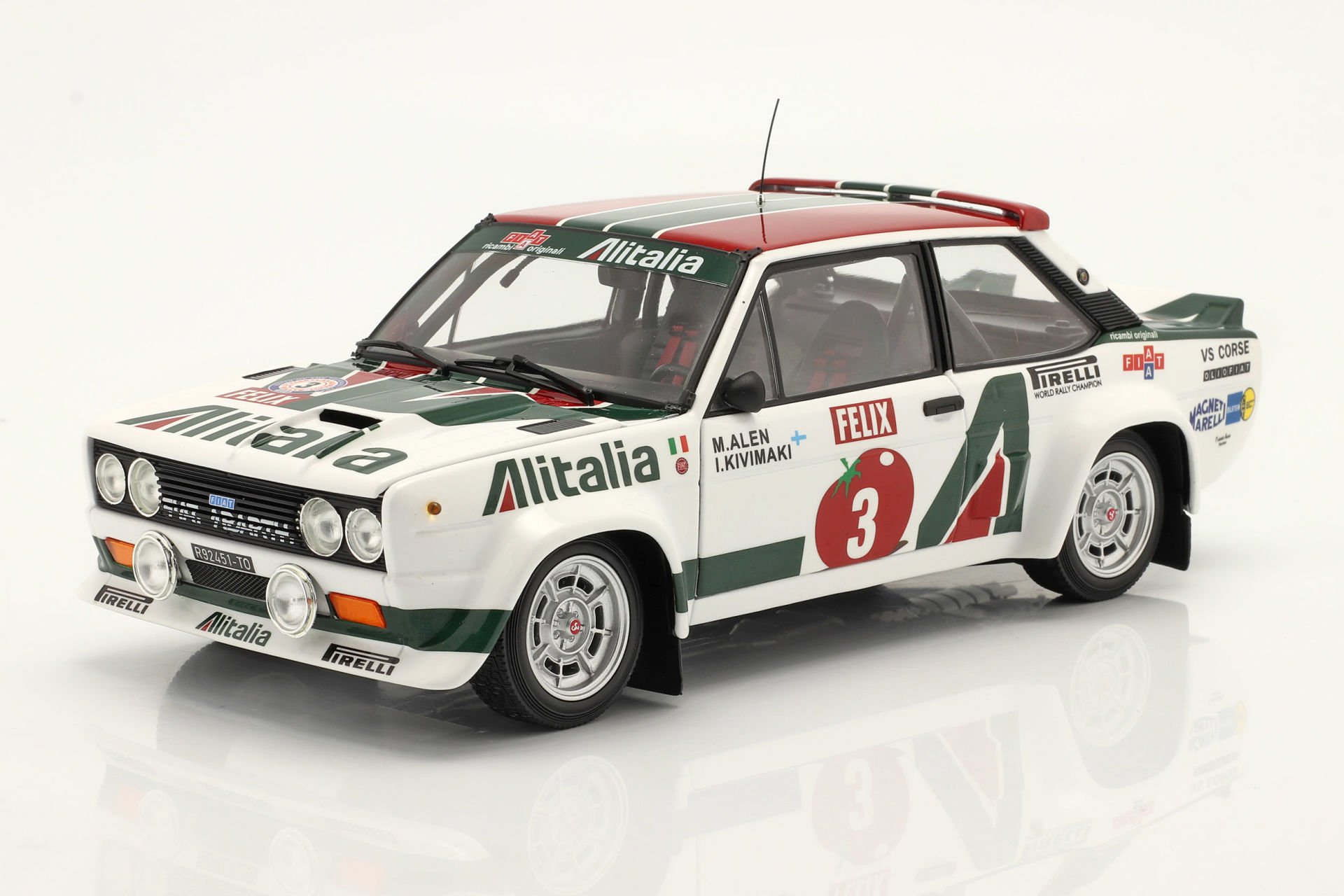 KYOSHO - FIAT - 131 ABARTH ALITALIA N 3 WINNER RALLY 1000 LAKES 1978 M.ALEN - I.KIVIMAKI