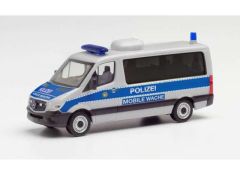 Mercedes Benz Sprinter flachdach bus Polizei Berlin Mobile Wache, silver/blue