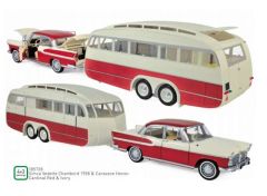 1958 Simca Chambord + Caravan Henon, cardinal red & ivory