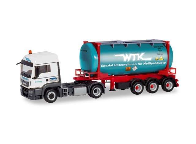 1/87 MAN TGS LX Euro 6c swapcontainer trailer, white/blue