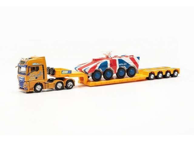 1/87 MAN TGX GX 6x2 T.Sz. + GTK Boxer England Spedition Steinle, yellow/red/blue/white