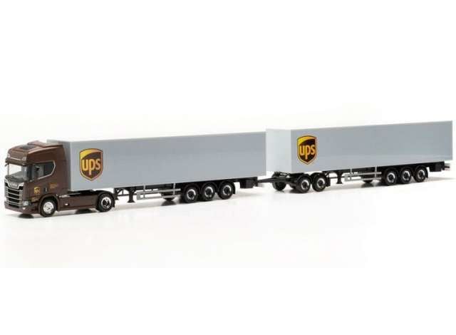 1/87 Scania CR 20 HD 2x K. oplegger *UPS* Spanien, brown/grey/yellow