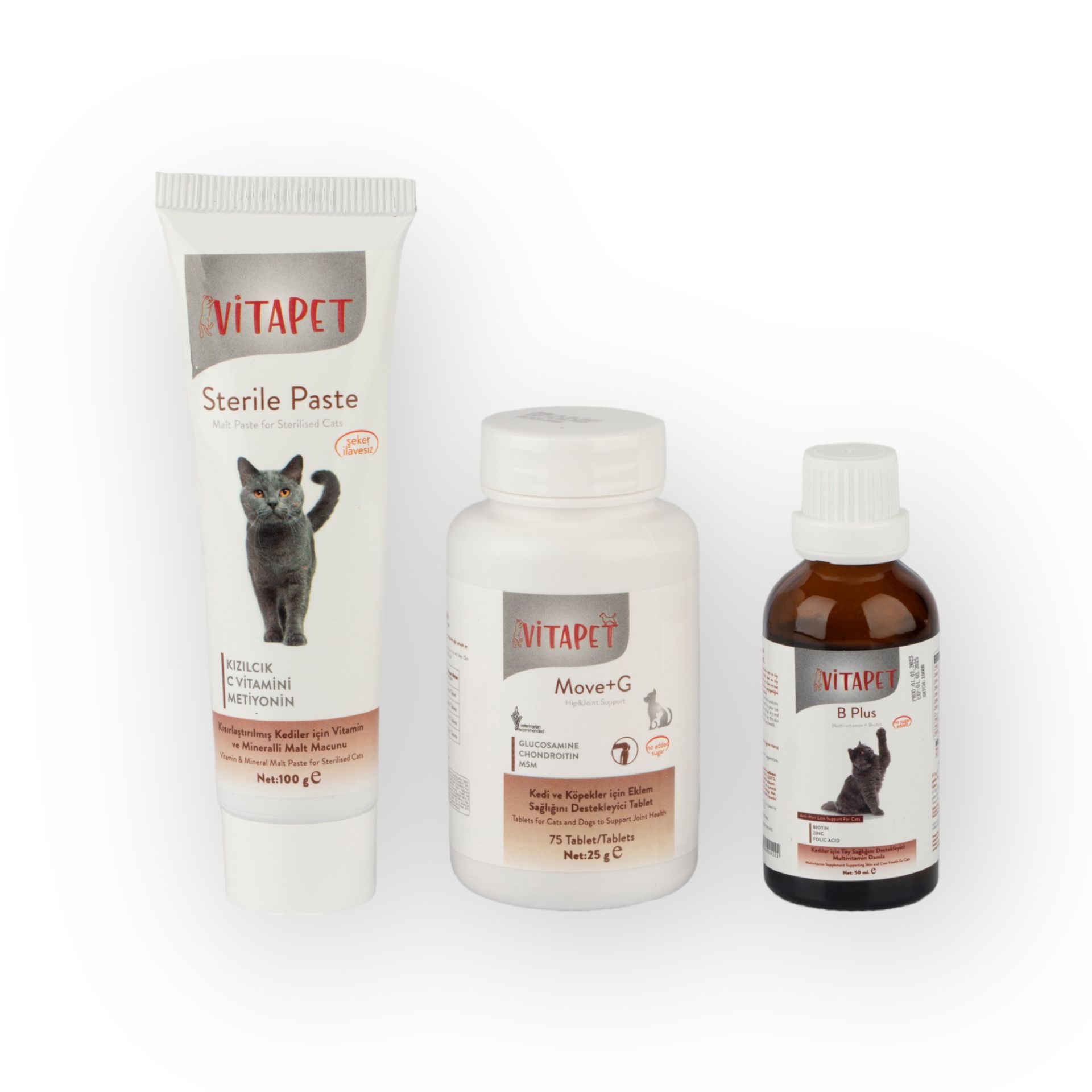 Vitapet 3'Lü Set Kedi Seti Sterile Paste + MoveG + PlusB