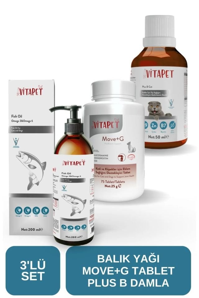 Vitapet 3'Lü Set Fish Oil + MoveG + PlusB