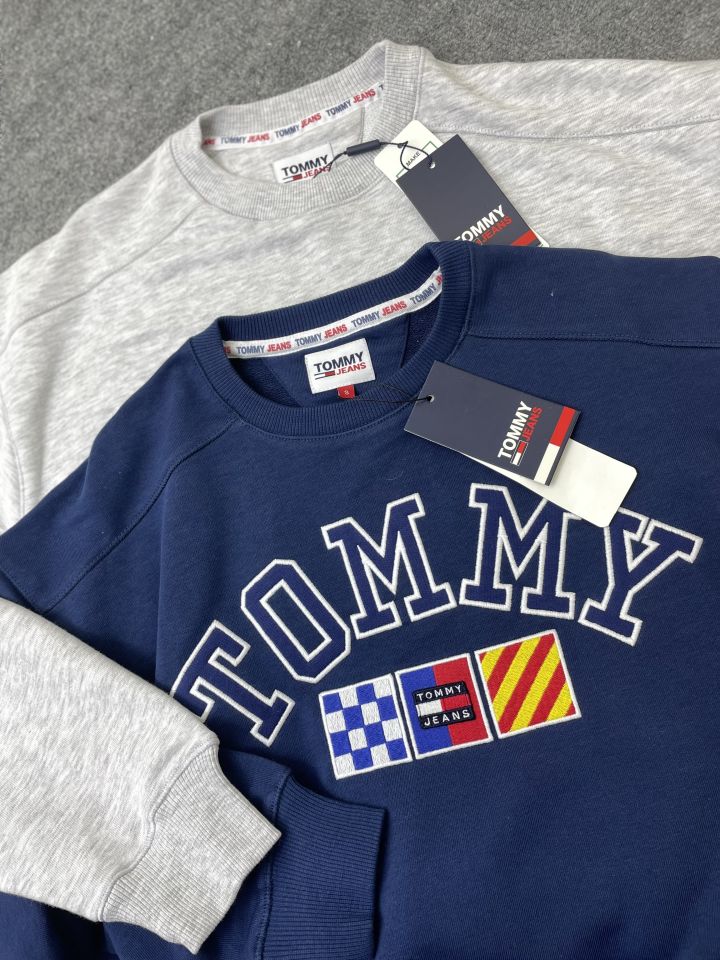 Tommy Gri Sweatshirt Orijinal
